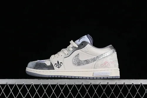 All categories Air Jordan Jordan series basketball shoes Air Jordan 1 Low Air Jordan 1 Low AJ1 Joe 1 Panda Prank Modern Wei Realm Gray Series Perseverance Flower Low-top cultural casual sneakers 553560-053